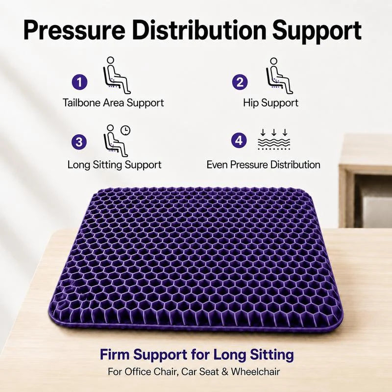 Thick Honeycomb Gel Seat Cushion with Non-Slip Cover