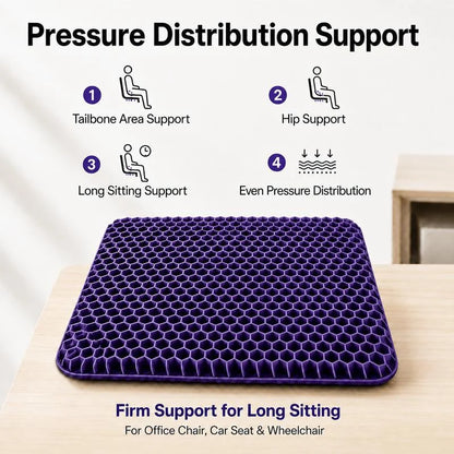 Thick Honeycomb Gel Seat Cushion with Non-Slip Cover