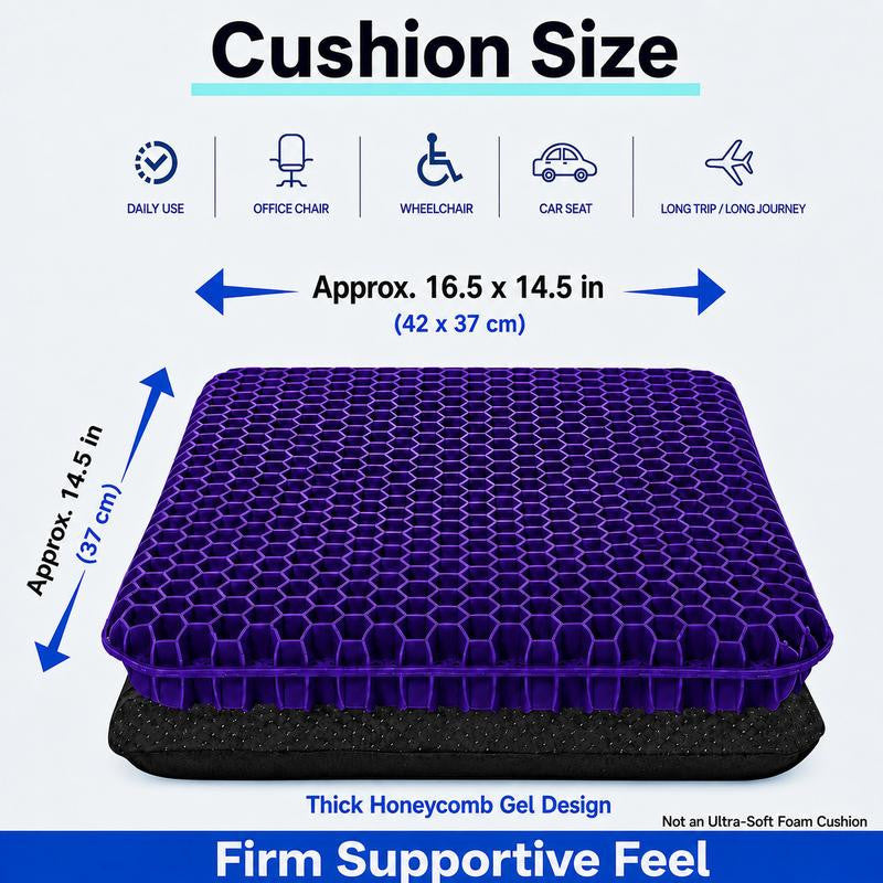 Thick Honeycomb Gel Seat Cushion with Non-Slip Cover