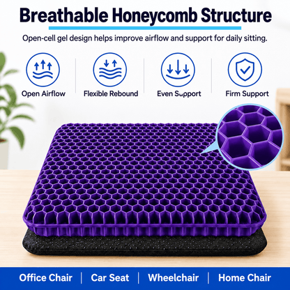 Thick Honeycomb Gel Seat Cushion with Non-Slip Cover