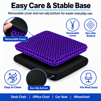 Thick Honeycomb Gel Seat Cushion with Non-Slip Cover