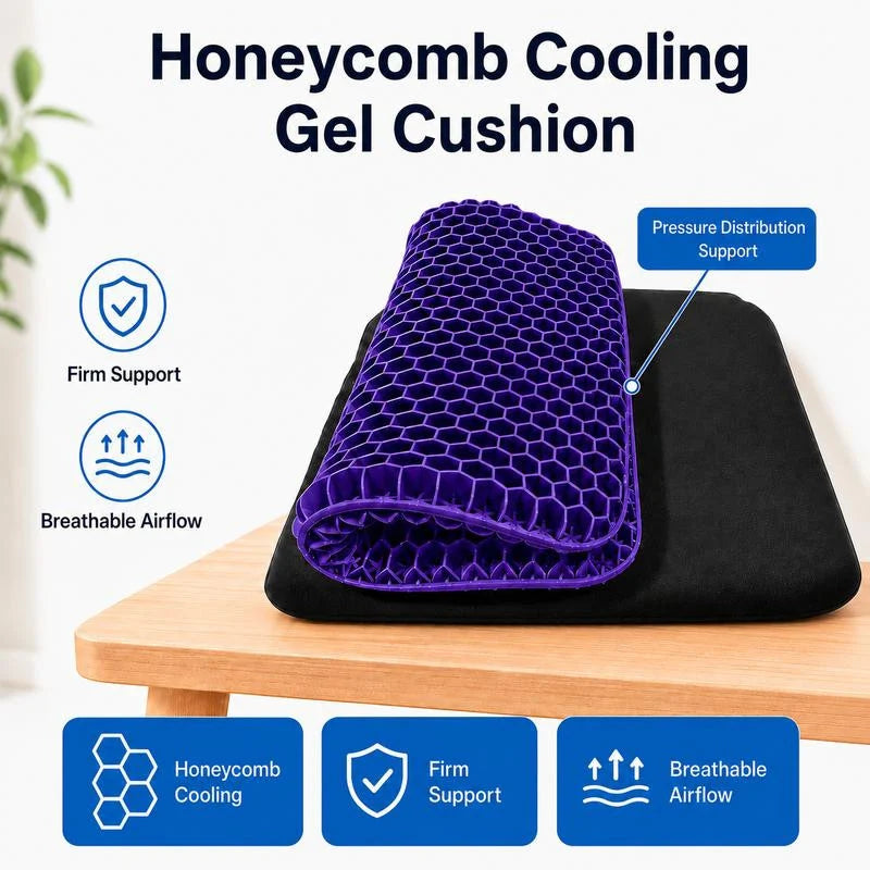 Thick Honeycomb Gel Seat Cushion with Non-Slip Cover