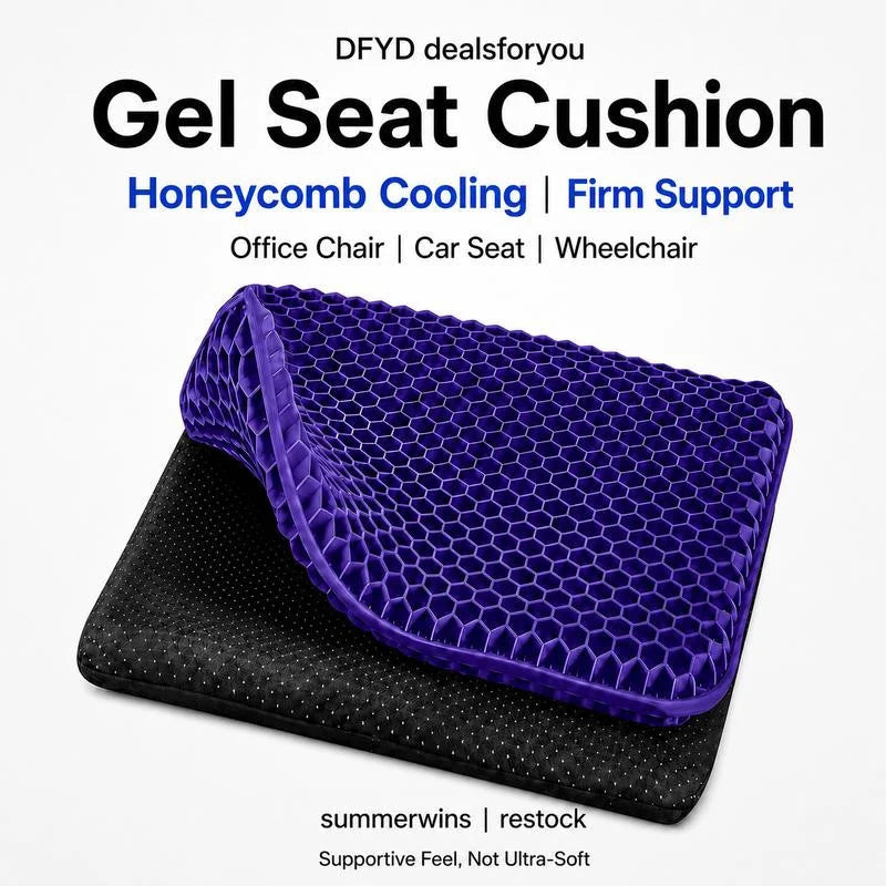 Thick Honeycomb Gel Seat Cushion with Non-Slip Cover