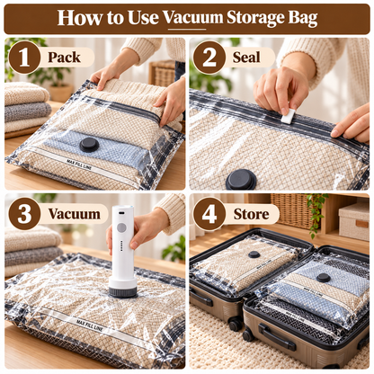 Electric Vacuum Storage Bag Set – Space-Saving Bags for Clothes, Bedding & Travel