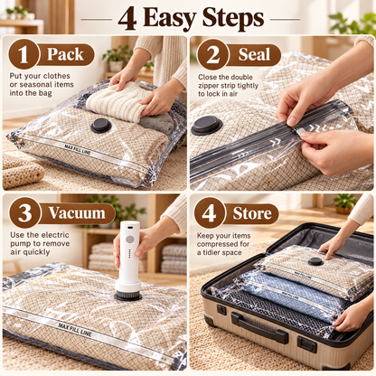 Electric Vacuum Storage Bag Set – Space-Saving Bags for Clothes, Bedding & Travel
