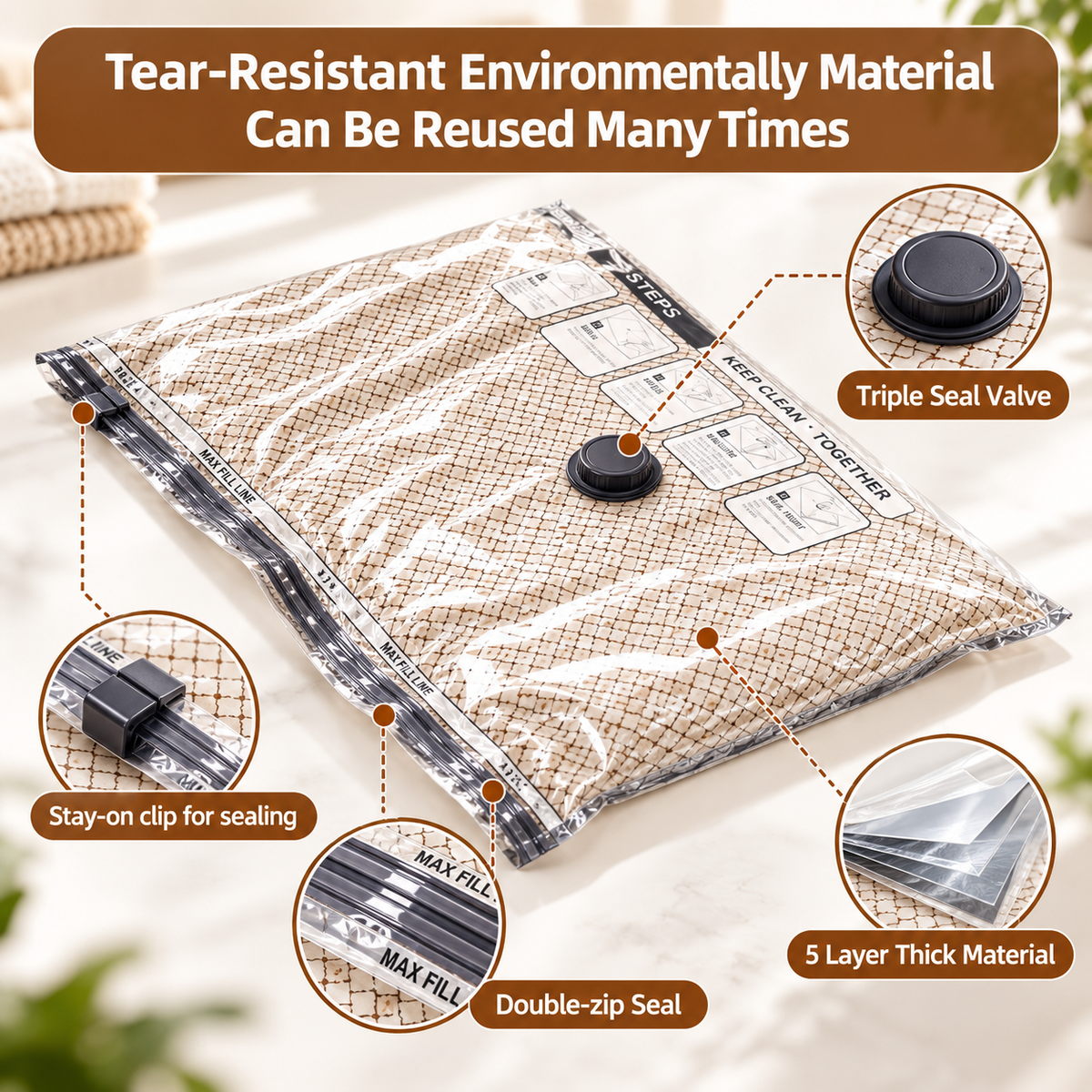 Electric Vacuum Storage Bag Set – Space-Saving Bags for Clothes, Bedding & Travel