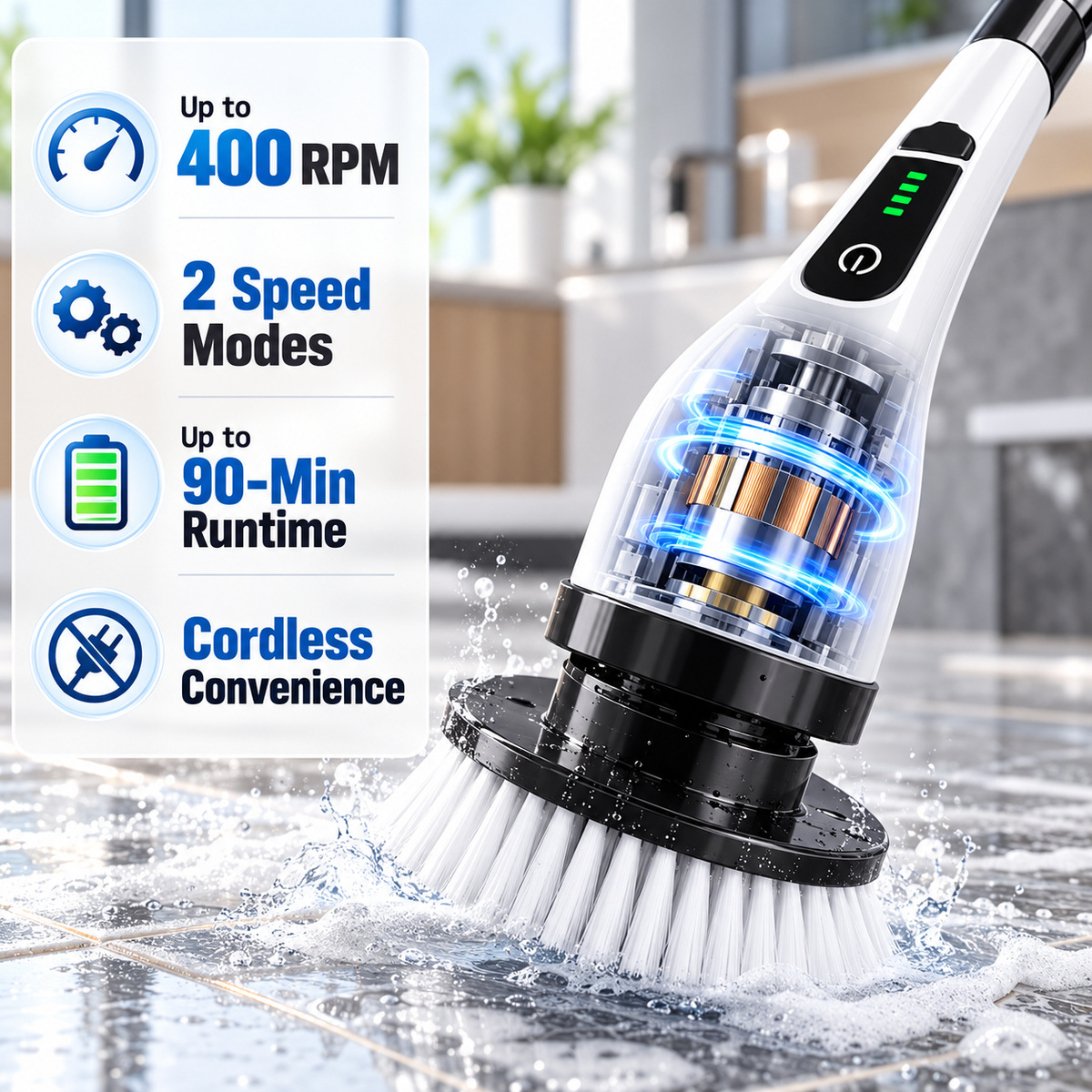 Noralios ScrubEase™ — Cordless Power Scrubber