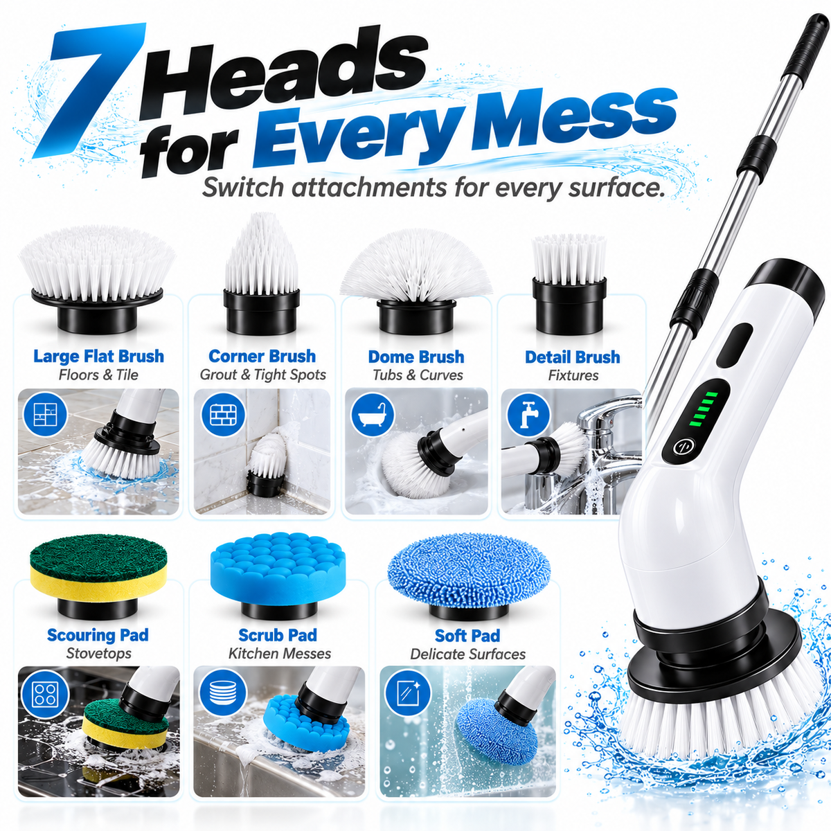 Noralios ScrubEase™ — Cordless Power Scrubber